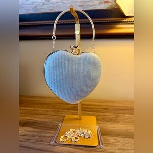 Heart-Shaped Silver Sparkle Clutch
